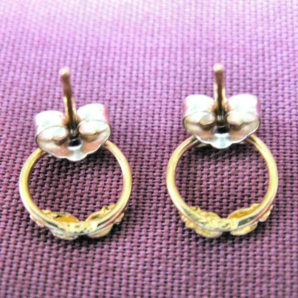 GOLD HARLEY EARRINGS, 2 PAIR  BLACK HILLS GOLD  STAMPER EARRINGS, STURGIS - Picture 7 of 9